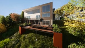 illustrated design of deck on slope